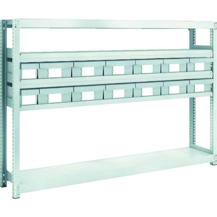 TRUSCO スチール製軽中量ボルトレス棚 M2型 樹脂ネオグレー引出付 W1760×D300×H1200 小×2・大×12(Tcode:8563243)