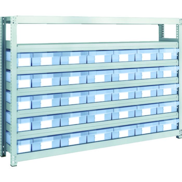 TRUSCO スチール製軽中量ボルトレス棚 M2型 樹脂透明引出付 W1760×D300×H1200 小×5・大×30(Tcode:8563228)