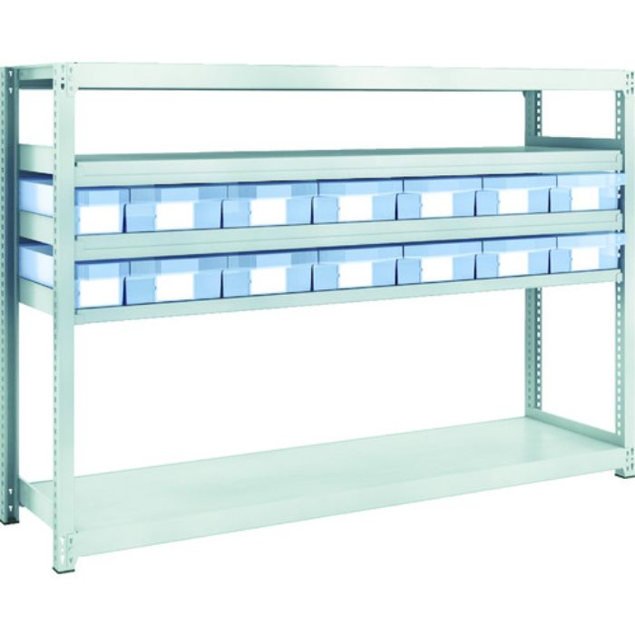 TRUSCO スチール製軽中量ボルトレス棚 M2型 樹脂透明引出付 W1760×D450×H1200 小×2・大×12(Tcode:8563235)