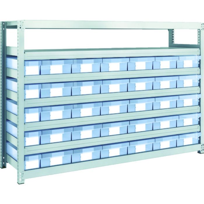 TRUSCO スチール製軽中量ボルトレス棚 M2型 樹脂透明引出付 W1760×D450×H1200 小×5・大×30(Tcode:8563236)