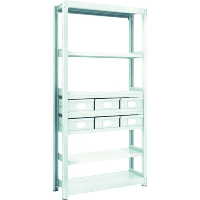 TRUSCO スチール製軽中量ボルトレス棚 M2型 スチール引出付 W860×D300×H1800 大×6(Tcode:8563261)