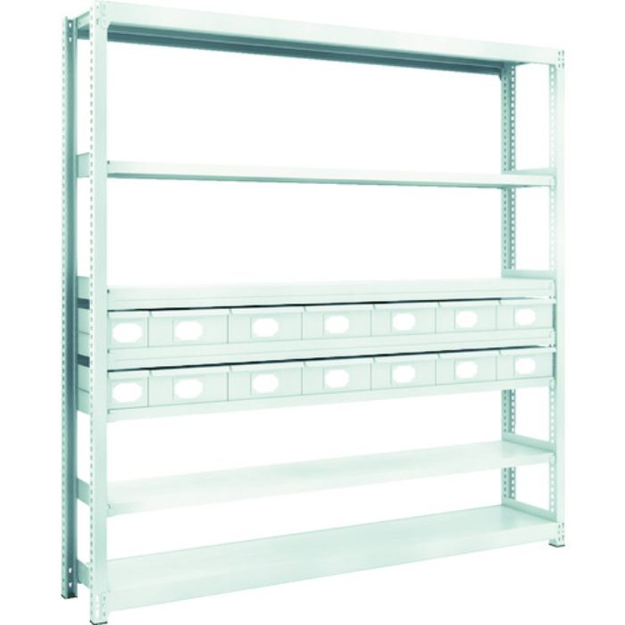 TRUSCO スチール製軽中量ボルトレス棚 M2型 スチール引出付 W1760×D300×H1800 小×2・大×12(Tcode:8563263)