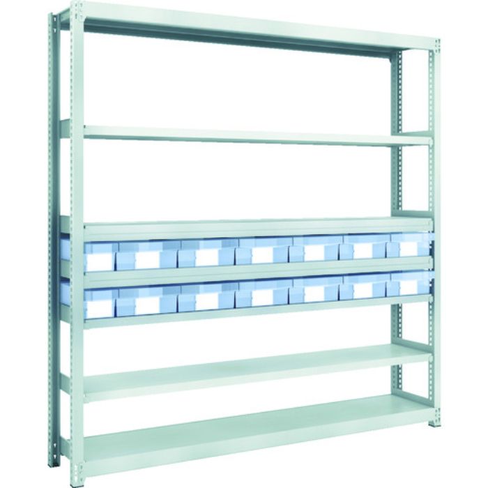 TRUSCO スチール製軽中量ボルトレス棚 M2型 樹脂透明引出付 W1760×D300×H1800 小×2・大×12(Tcode:8563231)