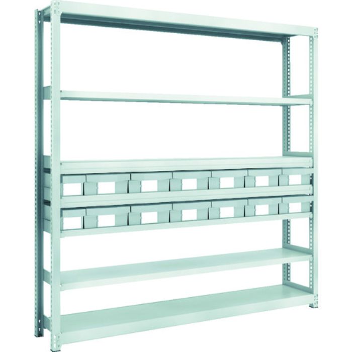 TRUSCO スチール製軽中量ボルトレス棚 M2型 樹脂ネオグレー引出付 W1760×D300×H1800 小×2・大×12(Tcode:8563247)