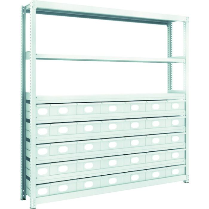 TRUSCO スチール製軽中量ボルトレス棚 M2型 スチール引出付 W1760×D300×H1800 小×5・大×30(Tcode:8563264)