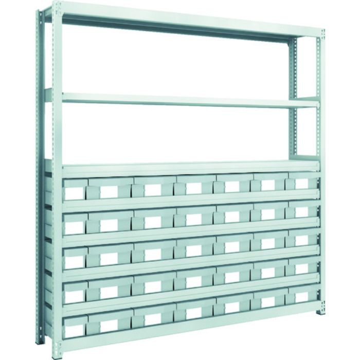 TRUSCO スチール製軽中量ボルトレス棚 M2型 樹脂ネオグレー引出付 W1760×D300×H1800 小×5・大×30(Tcode:8563248)