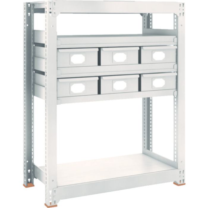 TRUSCO スチール製中量ボルトレス棚 M3型 スチール引出付 W900×D471×H1200 大×6(Tcode:8563315)