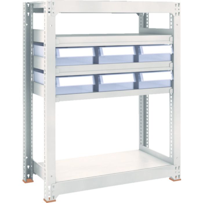 TRUSCO スチール製中量ボルトレス棚 M3型 樹脂透明引出付 W900×D471×H1200 大×6(Tcode:8563299)