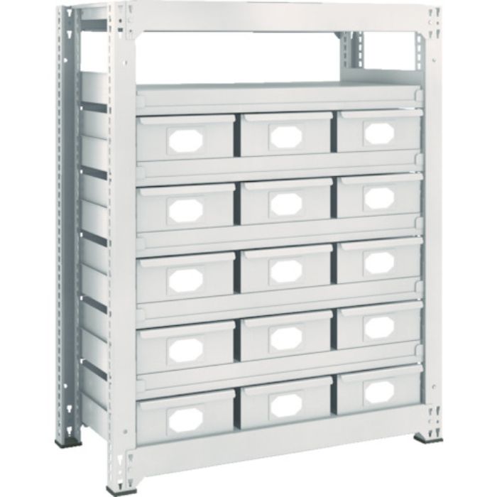 TRUSCO スチール製中量ボルトレス棚 M3型 スチール引出付 W900×D471×H1200 大×15(Tcode:8563316)