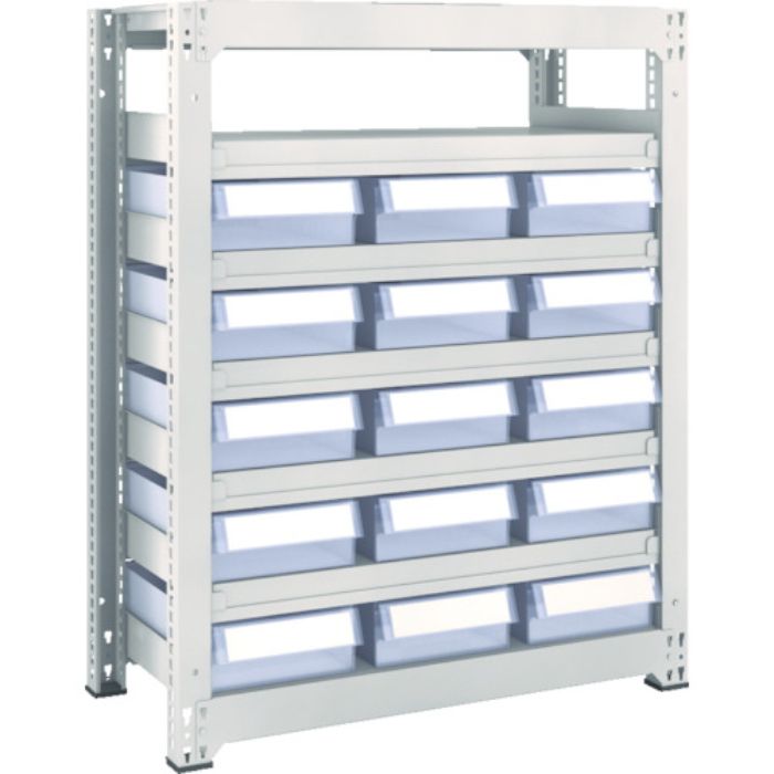 TRUSCO スチール製中量ボルトレス棚 M3型 樹脂透明引出付 W900×D471×H1200 大×15(Tcode:8563300)