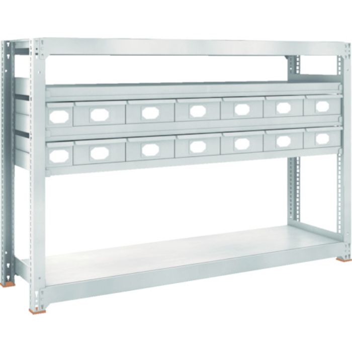 TRUSCO スチール製中量ボルトレス棚 M3型 スチール引出付 W1800×D471×H1200 小×2・大×12(Tcode:8563317)