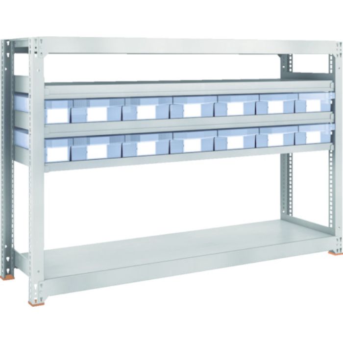 TRUSCO スチール製中量ボルトレス棚 M3型 樹脂透明引出付 W1800×D471×H1200 小×2・大×12(Tcode:8563301)