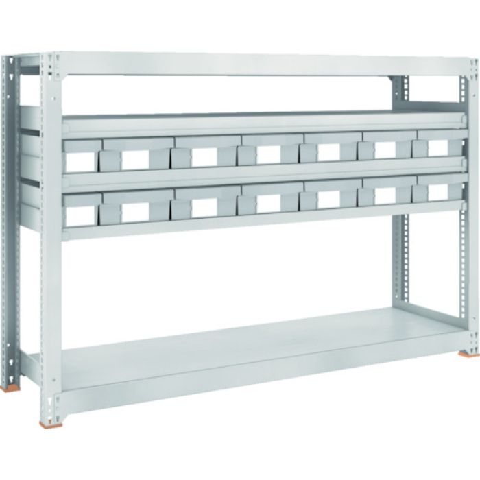 TRUSCO スチール製中量ボルトレス棚 M3型 樹脂ネオグレー引出付 W1800×D471×H1200 小×2・大×12(Tcode:8563309)