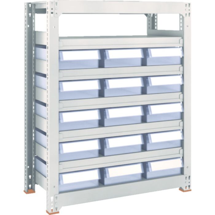 TRUSCO スチール製中量ボルトレス棚 M3型 樹脂透明引出付 W1800×D471×H1200 小×5・大×30(Tcode:8563302)