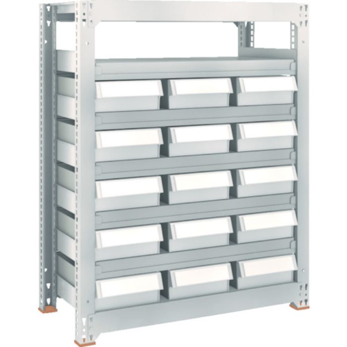 TRUSCO スチール製中量ボルトレス棚 M3型 樹脂ネオグレー引出付 W1800×D471×H1200 小×5・大×30(Tcode:8563310)