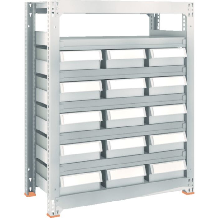 TRUSCO スチール製中量ボルトレス棚 M3型 樹脂ネオグレー引出付 W900×D471×H1800 大×6(Tcode:8563311)