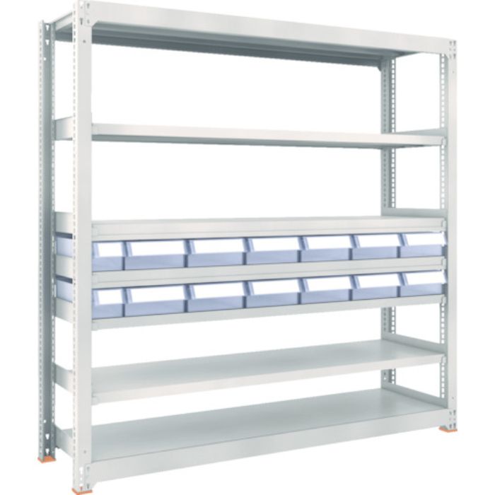 TRUSCO スチール製中量ボルトレス棚 M3型 樹脂透明引出付 W1800×D471×H1800 小×2・大×12(Tcode:8596099)