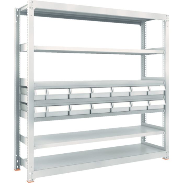 TRUSCO スチール製中量ボルトレス棚 M3型 樹脂ネオグレー引出付 W1800×D471×H1800 小×2・大×12(Tcode:8596101)