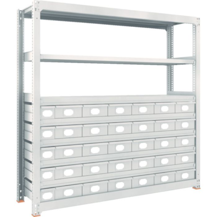 TRUSCO スチール製中量ボルトレス棚 M3型 スチール引出付 W1800×D471×H1800 小×5・大×30(Tcode:8563322)
