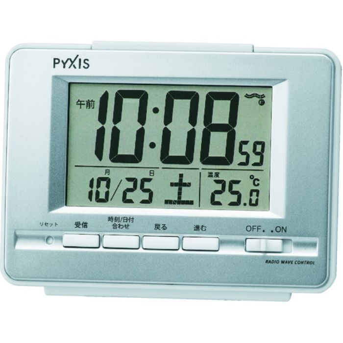 SEIKO ピクシス電波目ざまし時計 銀色メタリック 90×123×46mm(Tcode:2148087)