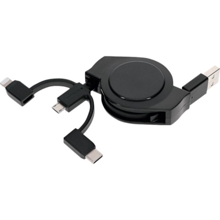 オウルテック 軽量・コンパクトな両引き巻取り3in1ケーブル(Tcode:4238529)