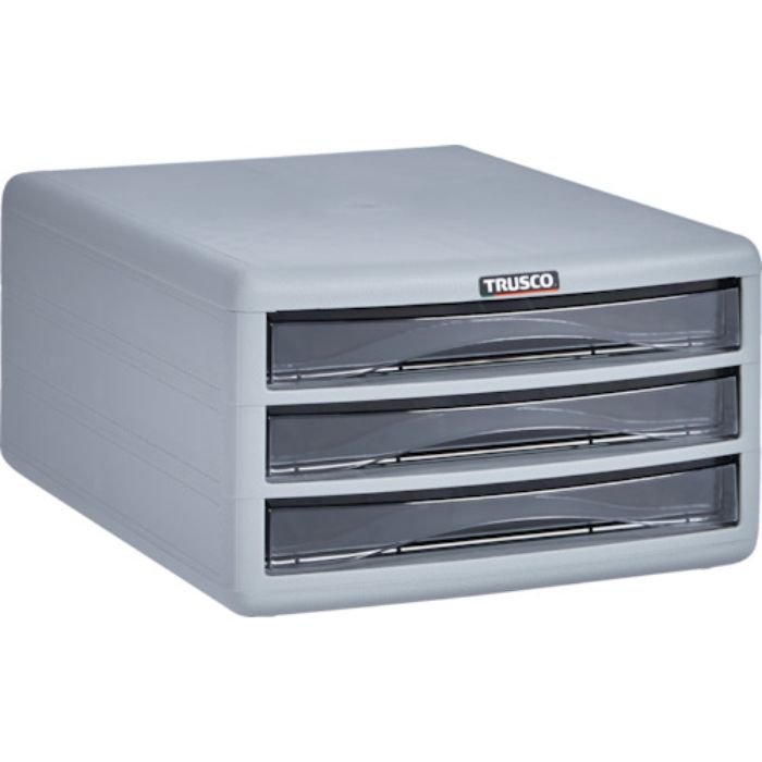 TRUSCO プラスチックレターケース A4浅型タイプ 3段(Tcode:728)