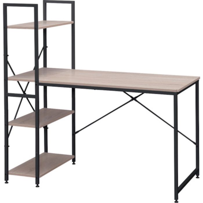 IRIS 574219 ラック付きデスク 1200×620 ライトナチュラル/ブラック(Tcode:2581168)