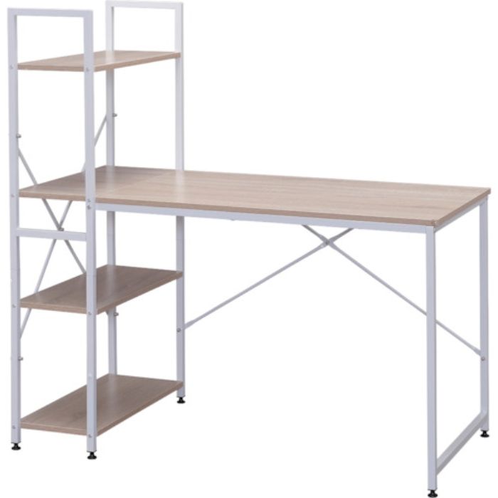 IRIS 574218 ラック付きデスク 1200×620 ライトナチュラル/ホワイト(Tcode:2581165)