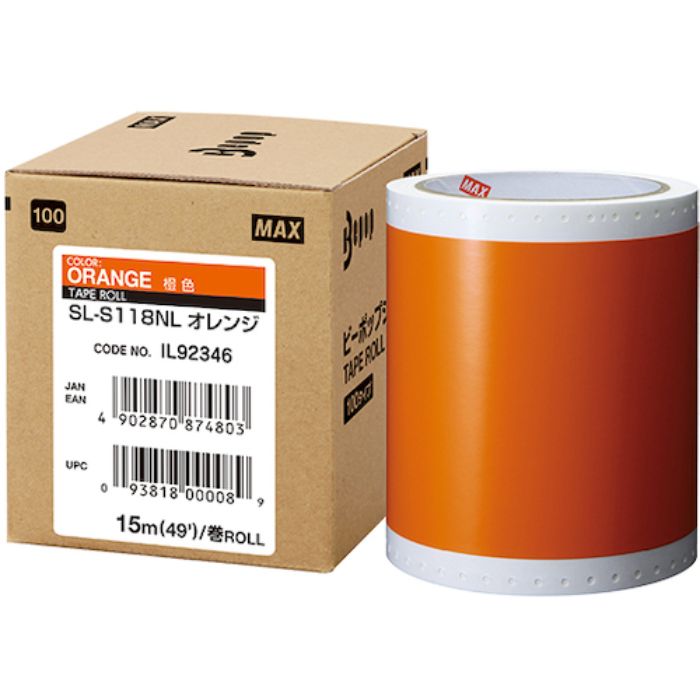 MAX ビーポップ 標準シート 100mm幅シート SL-S118NL オレンジ (15m×1巻入) (Tcode:5215388)