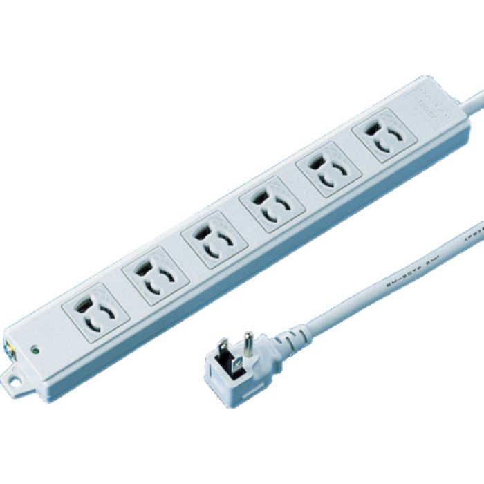 SANWA 工事物件タップ 抜け止めコンセント 6個口 L型 ケーブル長1m(Tcode:8184013)