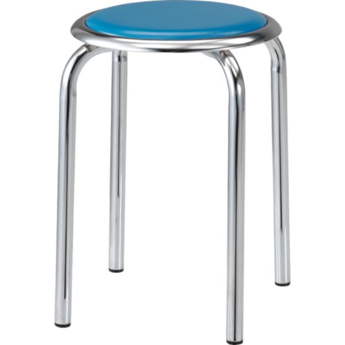 TRUSCO 丸イス メッキ仕上げ脚 Φ320XH445 ブルー(Tcode:3526861)