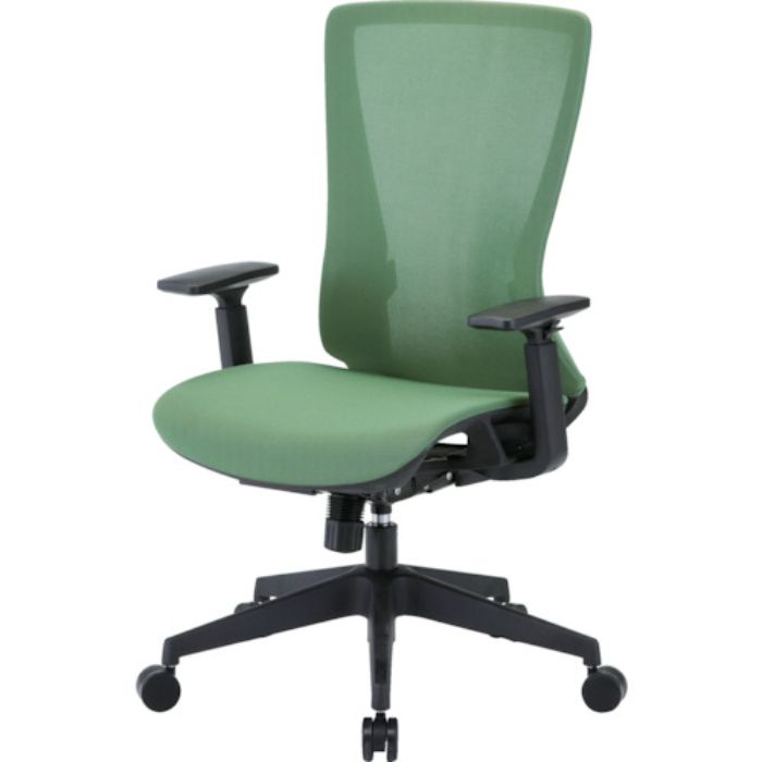 TRUSCO ハイバックメッシュチェア 肘付 グリーン(Tcode:2580340)