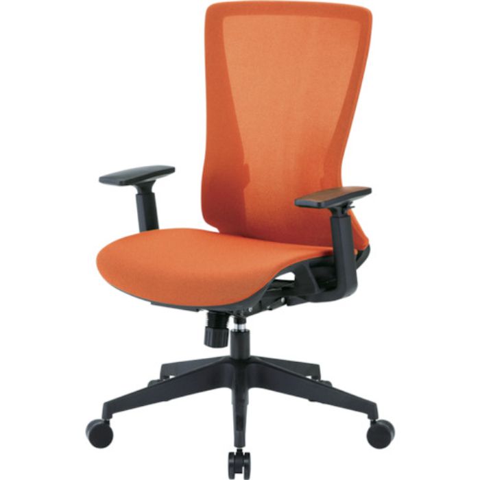 TRUSCO ハイバックメッシュチェア 肘付 オレンジ(Tcode:2580338)