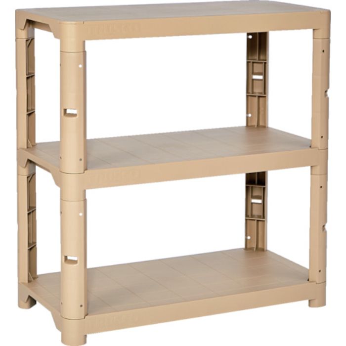 TRUSCO プラ棚 高さ943-3段タイプ コーナーキャップ4個付 ライトサンド(Tcode:2564184)