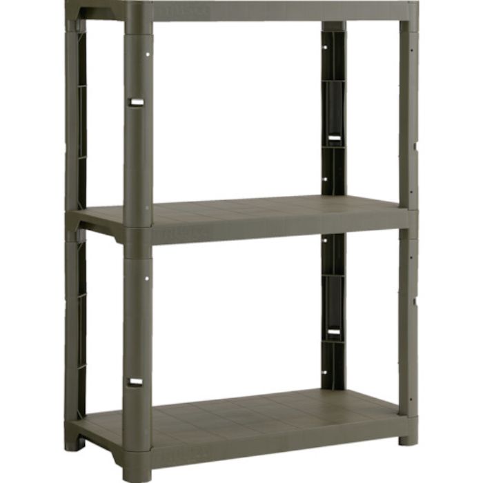 TRUSCO プラ棚 高さ1229-3段タイプ コーナーキャップ4個付 つや消しОD(Tcode:2564194)