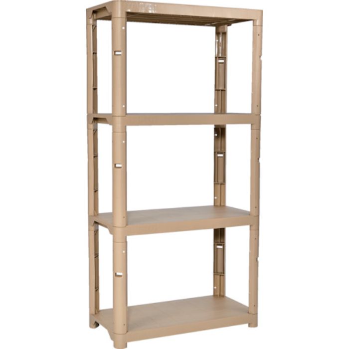 TRUSCO プラ棚 高さ1800-4段タイプ コーナーキャップ4個付 ライトサンド(Tcode:2564186)