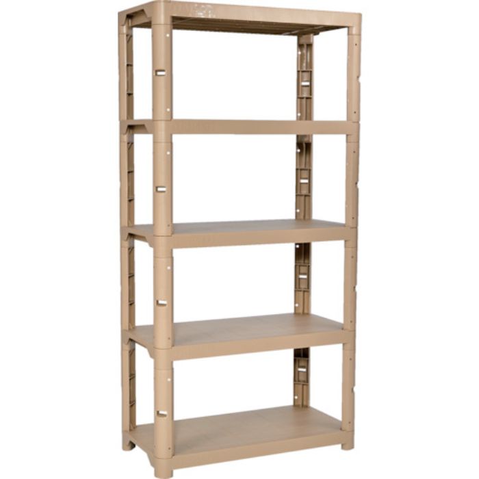 TRUSCO プラ棚 高さ1800-5段タイプ コーナーキャップ4個付 ライトサンド(Tcode:2564192)