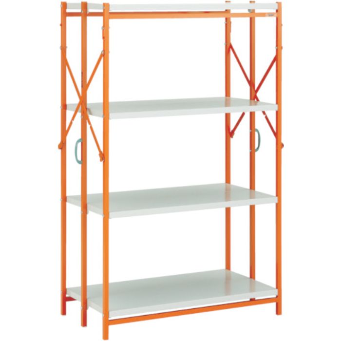 TRUSCO ワンタッチラック W915XD450XH1368 4段 白Xオレンジ(Tcode:3629392)