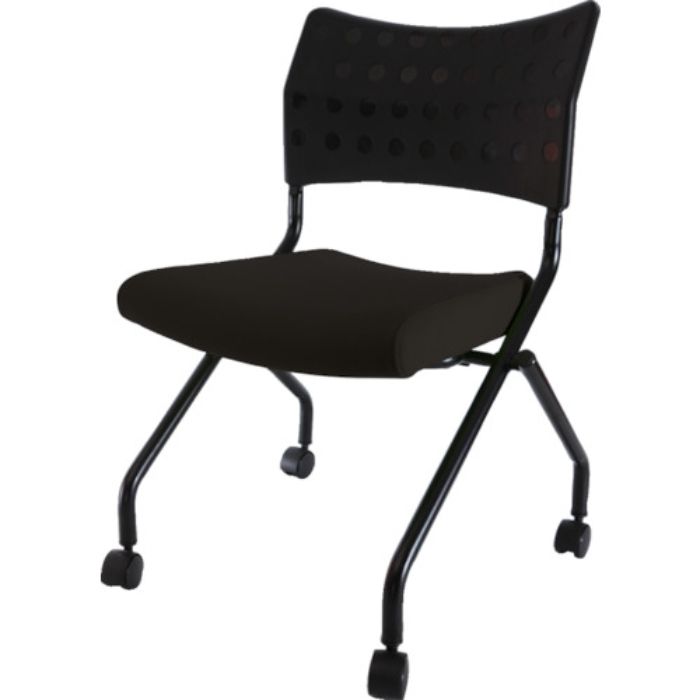 TRUSCO スタッキングチェア キャスター付 ブラック(Tcode:8566865)