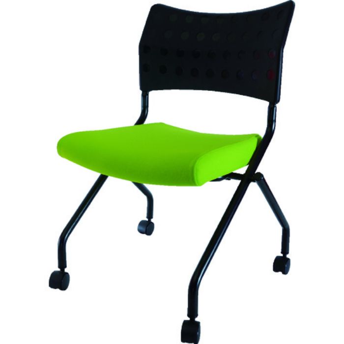 TRUSCO スタッキングチェア キャスター付 ライトグリーン(Tcode:8566868)