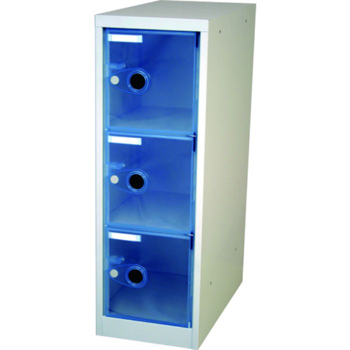 TRUSCO スケルトンロッカー 1列X3段 ブルー(Tcode:3668649)