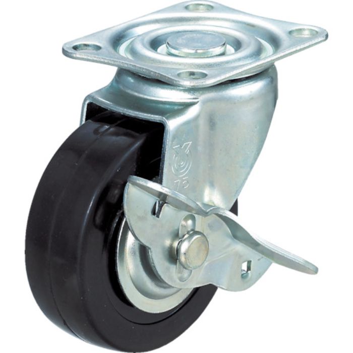 TRUSCO キャスター TYSシリーズ ハードゴムキャスター自在ストッパー付Φ75(Tcode:2782588)