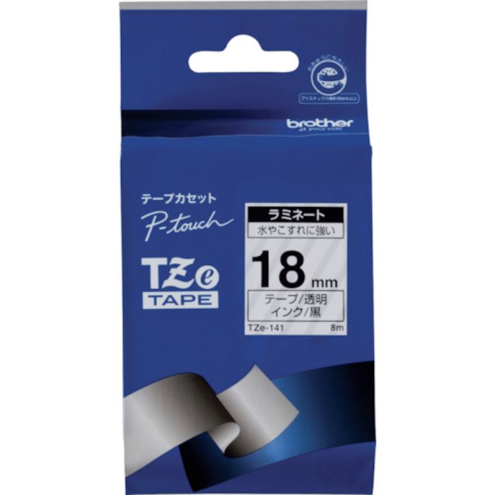 ブラザー Tzeテープ 黒文字/透明地/18mm(Tcode:3846780)