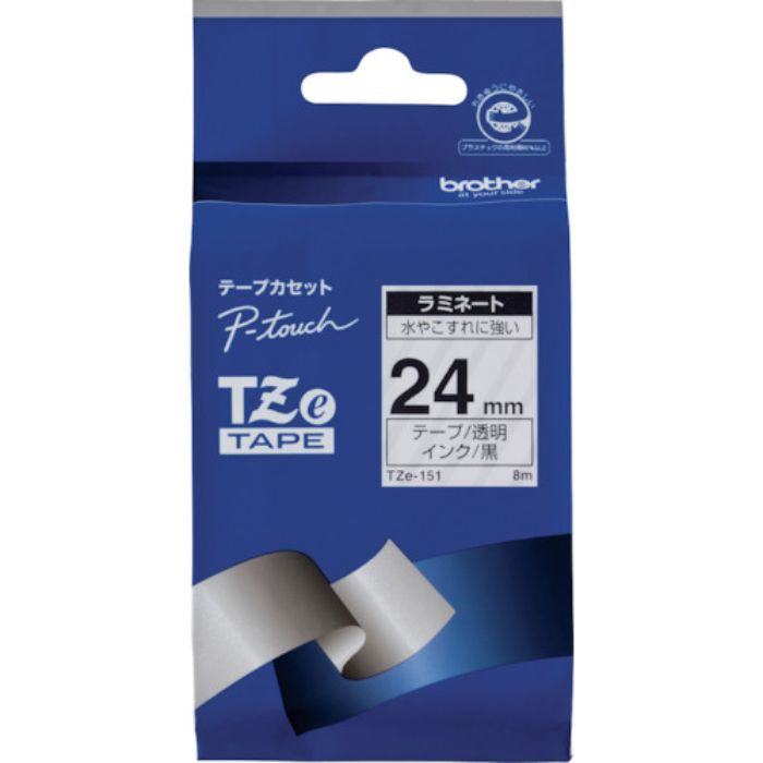 ブラザー Tzeテープ 黒文字/透明地/24mm(Tcode:3846180)