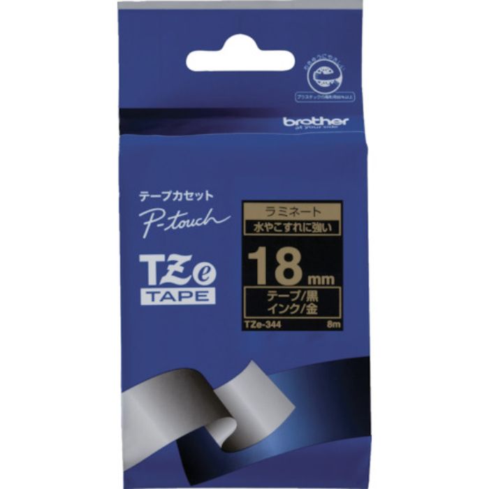 ブラザー Tzeテープ 金文字/黒地/18mm(Tcode:3846781)