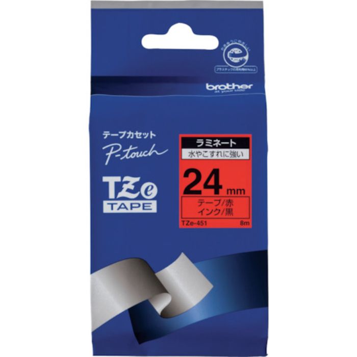 ブラザー Tzeテープ 黒文字/赤地/24mm(Tcode:3846162)