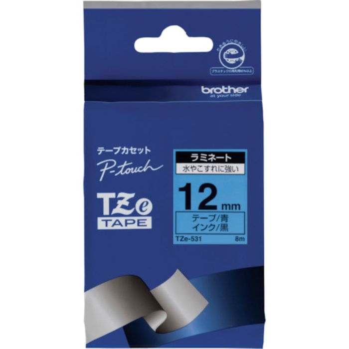 ブラザー Tzeテープ 黒文字/青地/12mm(Tcode:3846779)