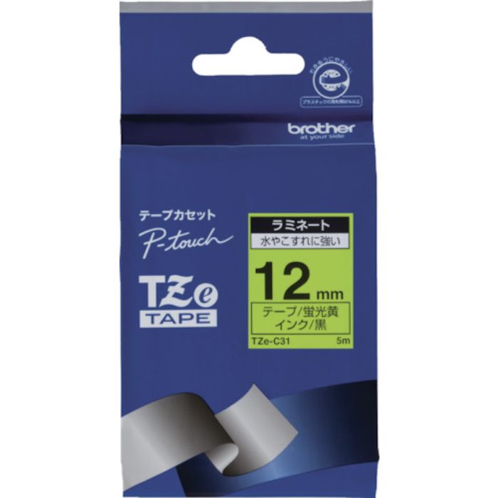 ブラザー Tzeテープ 黒文字/蛍光黄地/12mm(Tcode:3847548)