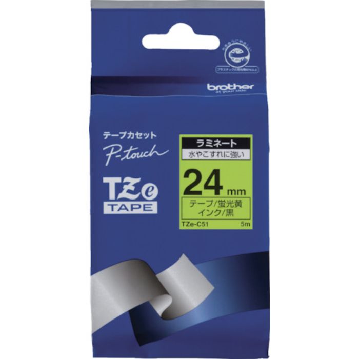 ブラザー Tzeテープ 黒文字/蛍光黄地/24mm(Tcode:3846839)