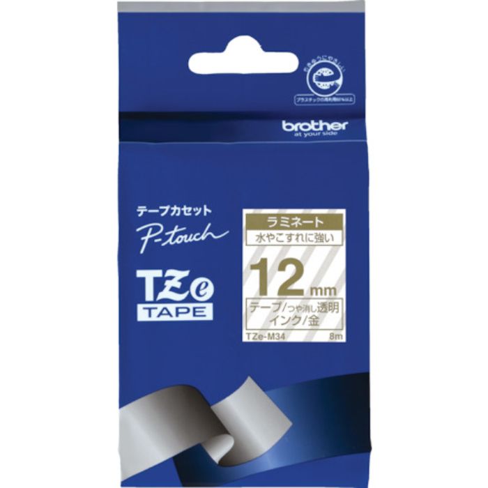 ブラザー Tzeテープ 金文字/透明(つや消し)/12mm(Tcode:3846845)